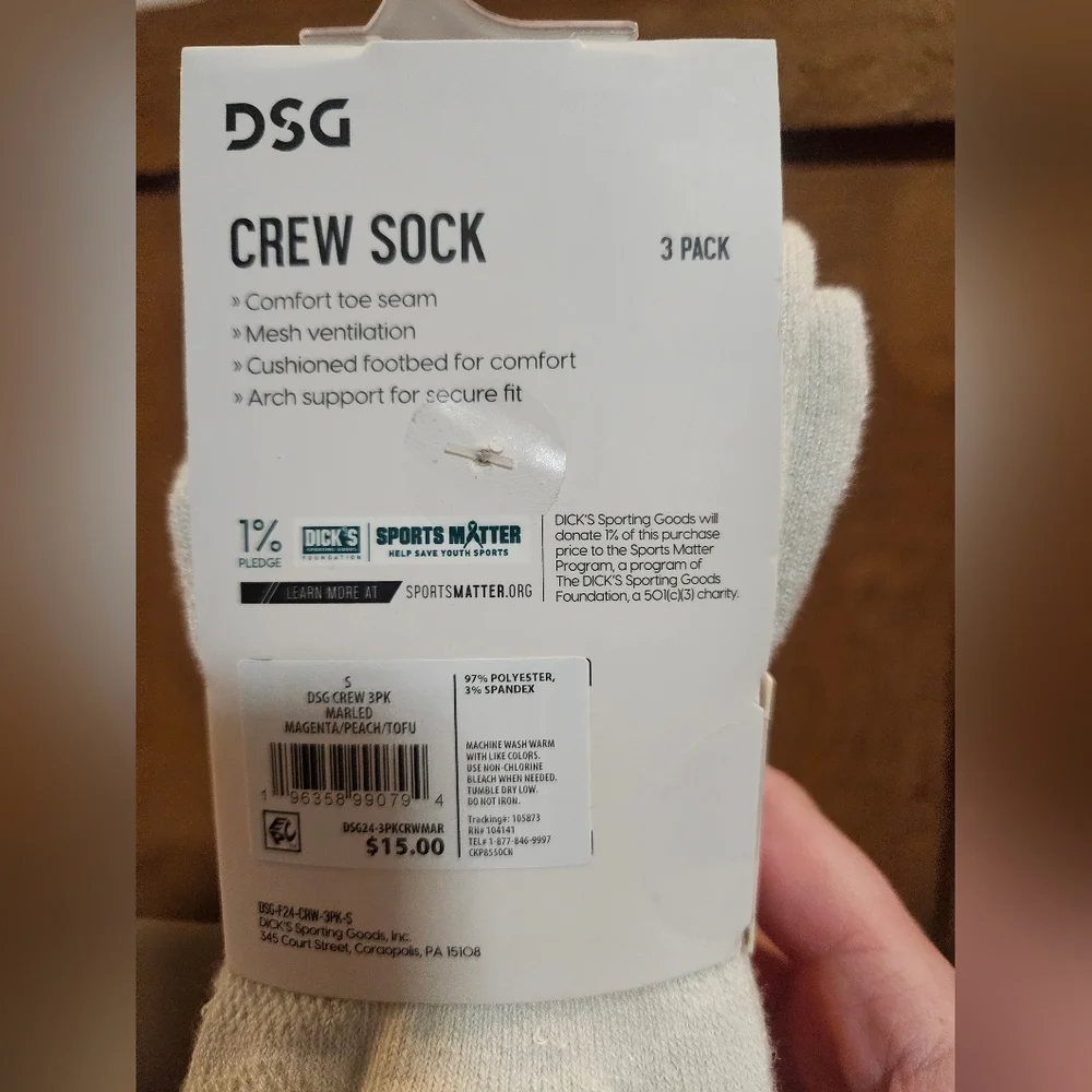 DSG Youth Crew Marled Socks: 3 Pack: MAGENTA/PEACH/TOFU: YOUTH S (13K-4Y): NWT